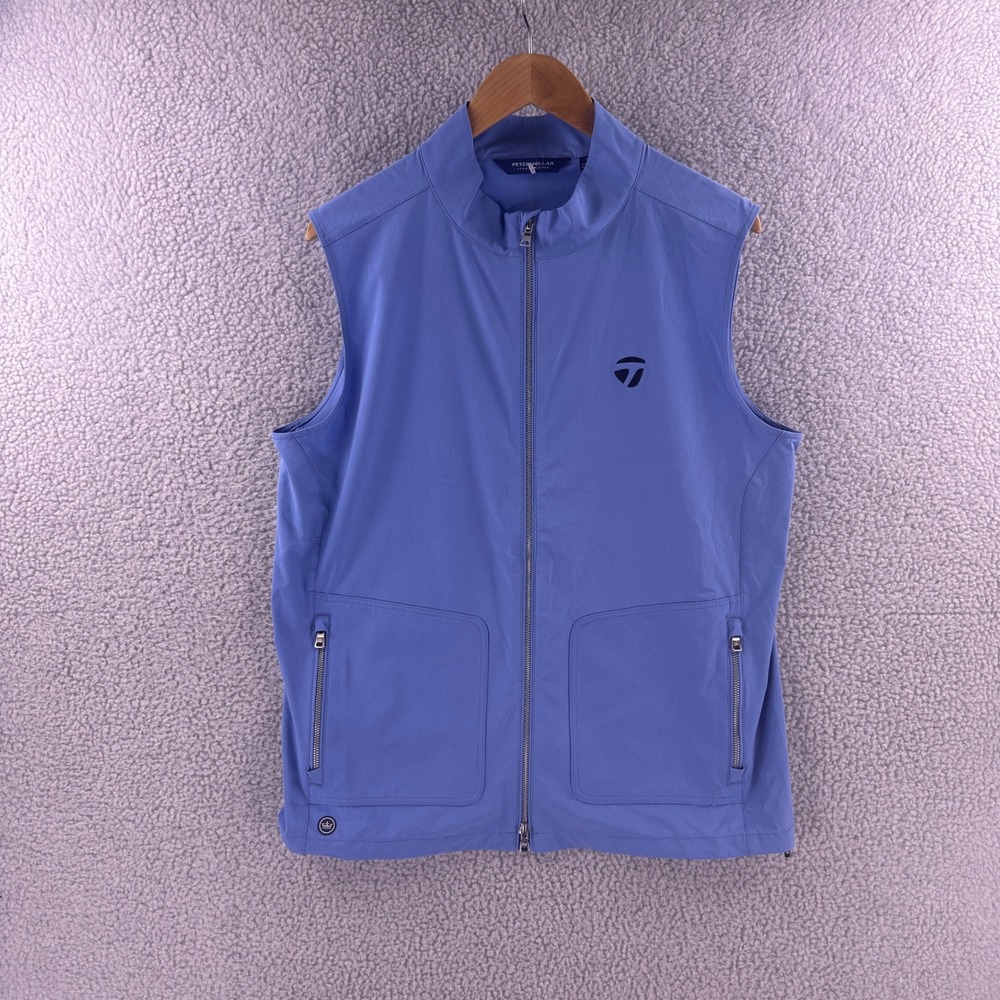 Peter Millar Crown Crafted Contour Vest Mens Large Blue TaylorMade Golf Full Zip